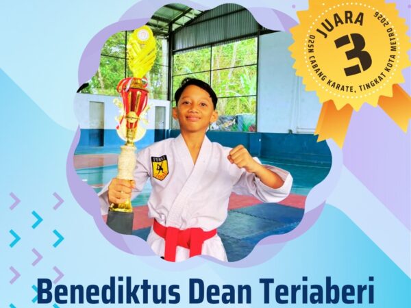 Banggakan Sekolah! Benediktus Dean Teriaberi Raih Juara 3 O2SN Karate 2026 Kota Metro